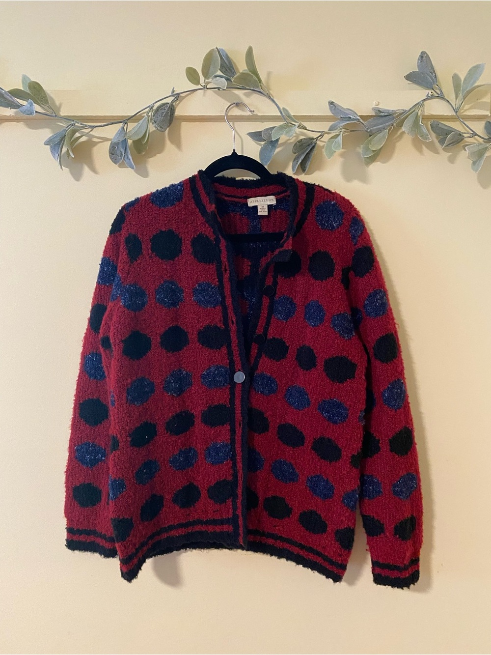 Vintage Appleseeds Polka Dot Cardigan
